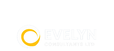Evelyn Consultants Ltd logo featuring a circular design with yellow and white colors representing professional consultancy services for growth and success.